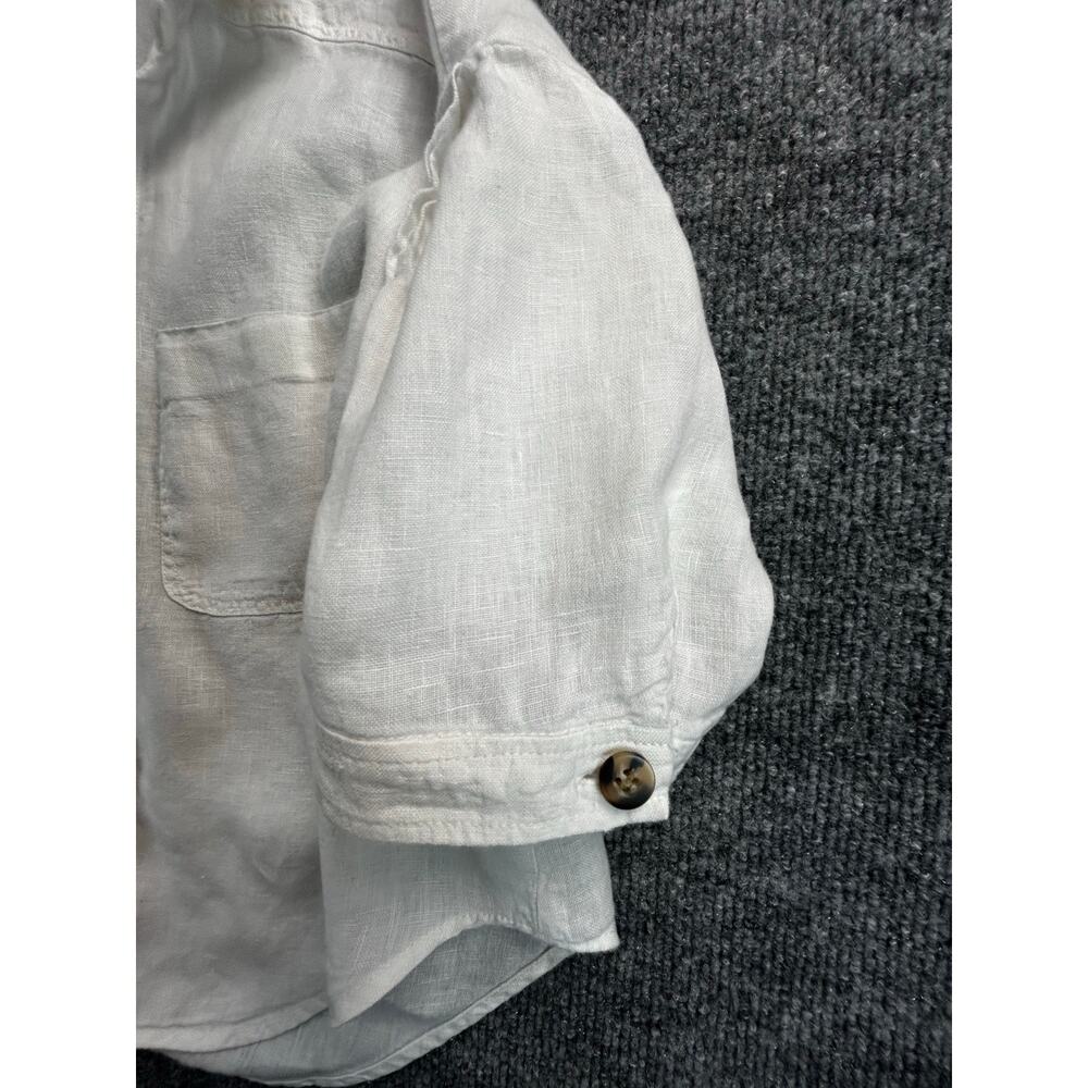 Zara Women's White Linen Blend Button Shirt Roll Tab Sleeve Size Medium - Picture 5 of 9